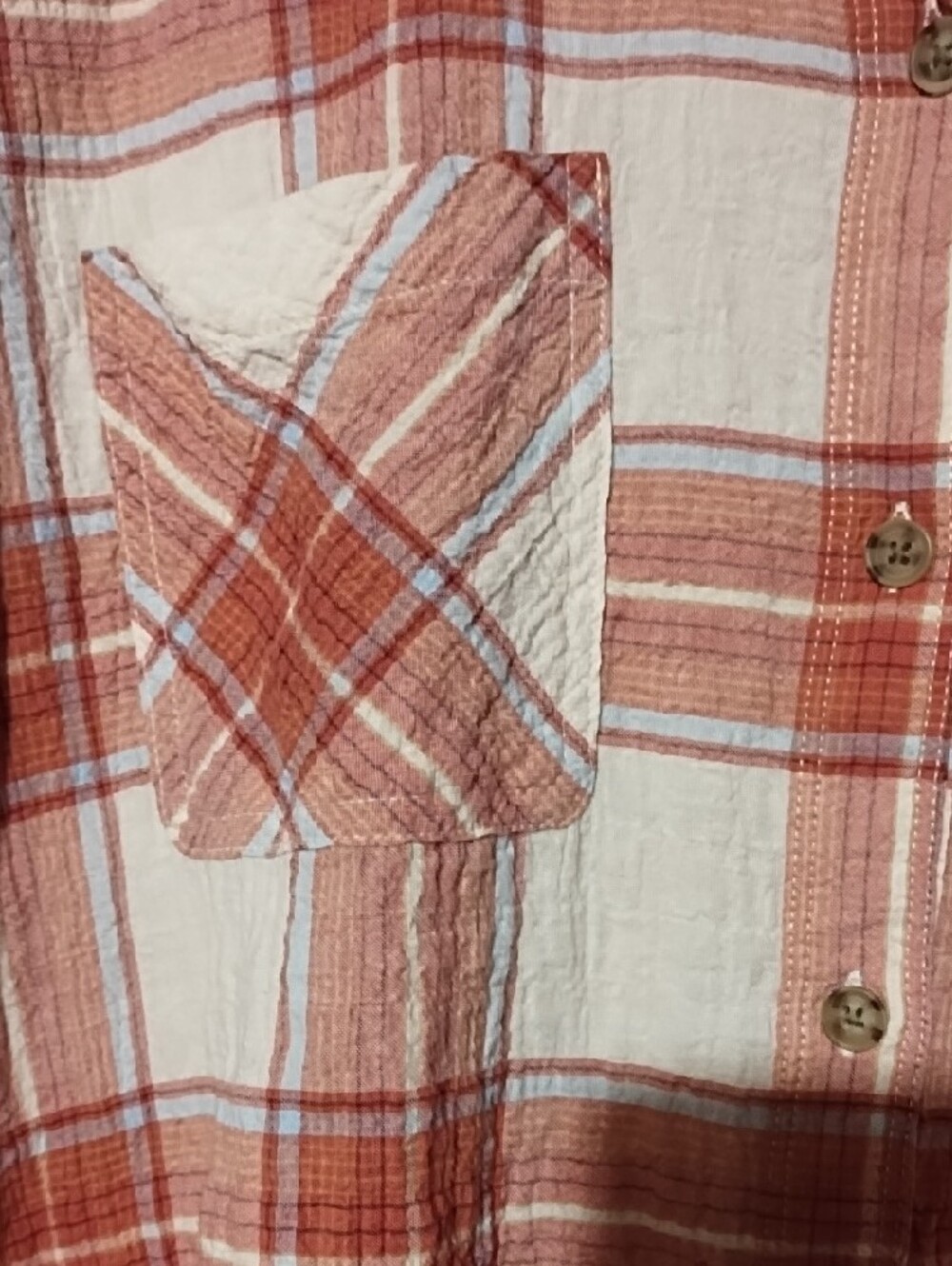 Maurices Rust and White Plaid Short-Sleeve Button-Down Shirt Like New 2X. - Picture 3 of 10